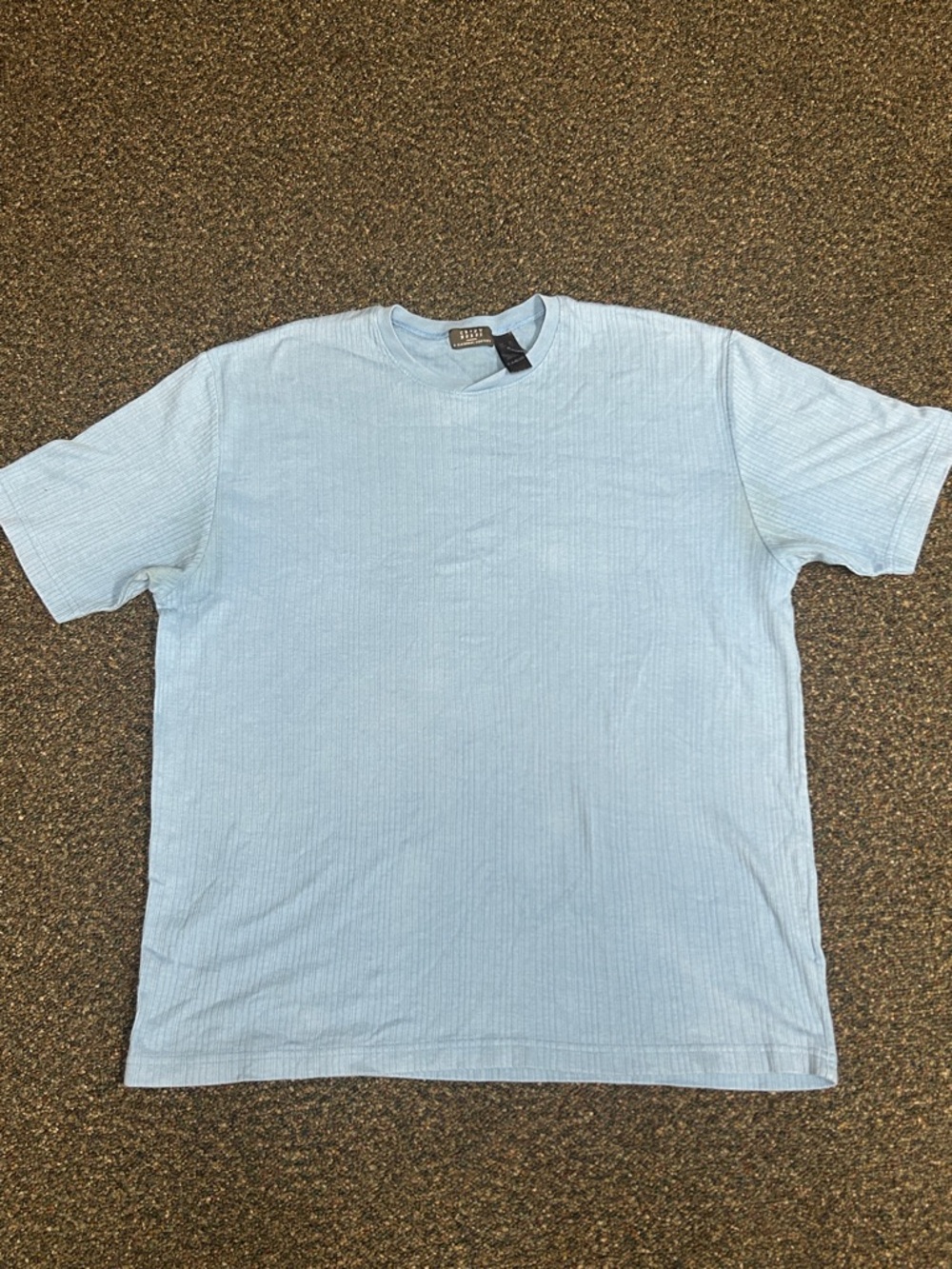 Light Blue Short-Sleeve Ribbed Crewneck Tee